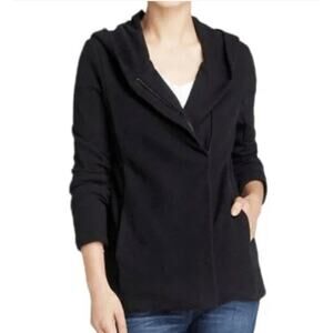 Standard James Perse Women's Asymmetrical Zip Black Jacket Hoodie Size 2 Medium